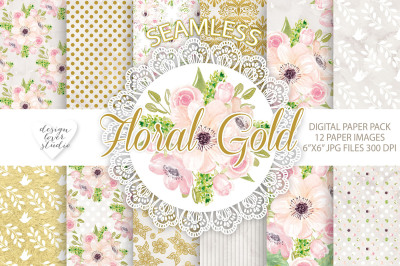 Floral Gold seamless digital paper