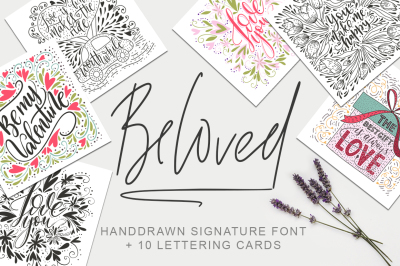 Beloved signature duo font + 10 cards.