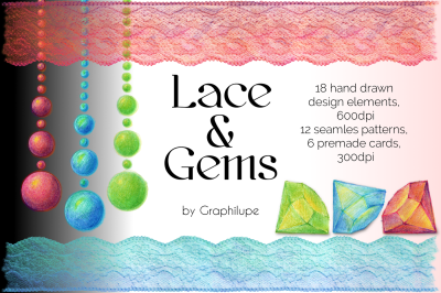 Lace and Gems - Hand-drawn Illustration Kit