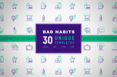 Bad Habits Icons Set | Concept
