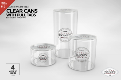 Clear Cans with Pull Tabs Mock Up