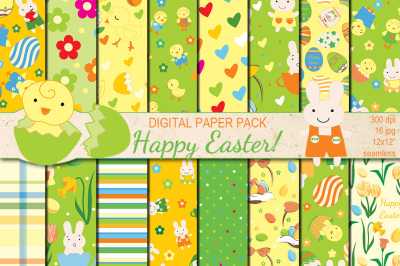 Happy Easter seamless digital paper pack