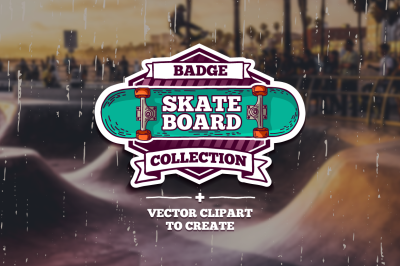 Set of colored skateboard badges