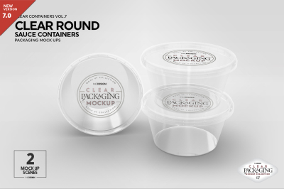Clear Round Sauce Containers Packaging MockUp