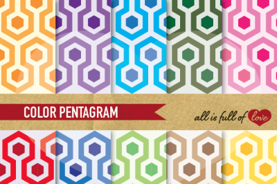 50's pentagon digital paper pack