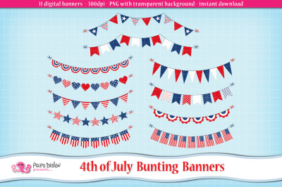 4th of July bunting banners
