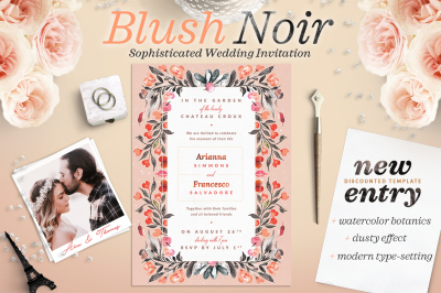 Blush Noir Wedding Invite IV