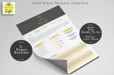 Gold Black Resume Template (3 Pages)