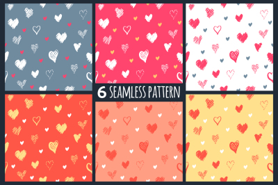 6 seamless patterns for Valentine's day