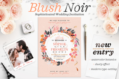 Blush Noir Wedding Invite V