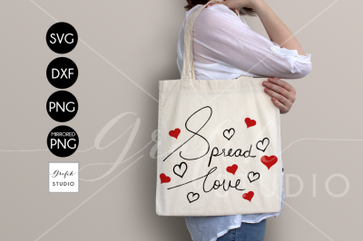 Spread Love Valentine SVG File, Handwritten Typography