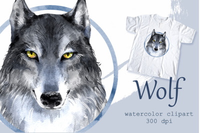 Wolf. Watercolor PNG sublimation design