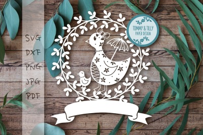 Mummy and Baby Duck Wreath SVG DXF PNG PDF JPG