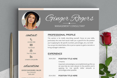 Feminine Resume template instant download Modern resume 