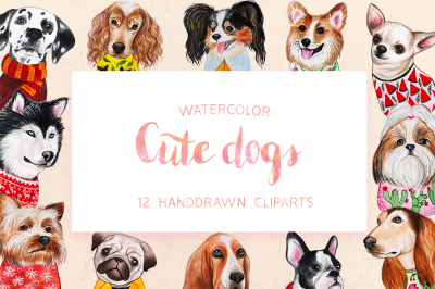 Watercolor Cute Dogs+Calendar