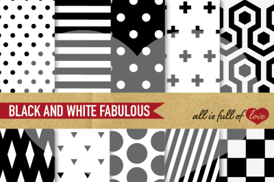 Black and White Digital Paper Pack