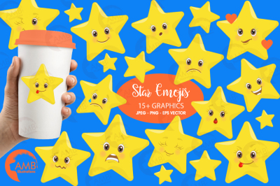 Star Emoticons, Star emoji clipart, graphics AMB-1157