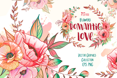 Vector Graphic Collection: Flowers Romantic Love