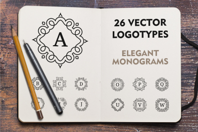 Vector monogram logotypes. Logo set.