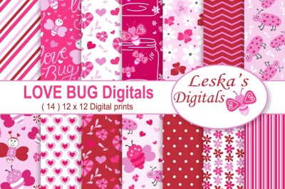 Valentine Love Bug Digital Paper