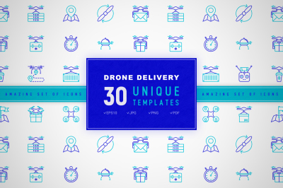 Drone Delivery Icons Set | Concept