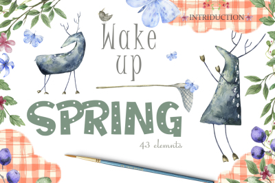 Wake Up Spring Watercolor Deer