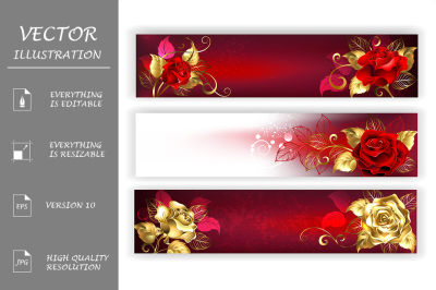 Horizontal Banners with Jewelry Roses
