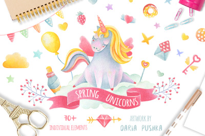 Spring Watercolor Unicors Collection