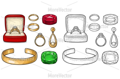 Set jewelry. Engraving 
