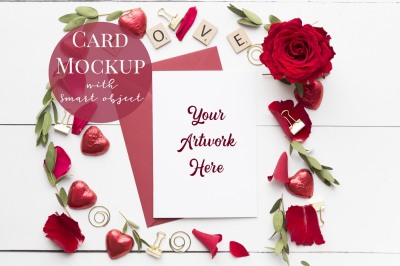 Card Mockup red roses