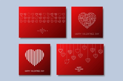 Hand drawn Valentine's love cards