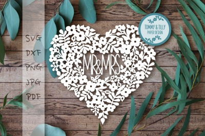 Mr and Mrs Heart SVG DXF PNG JPG PDF 