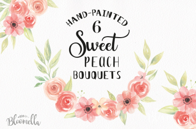 Sweet Peach Bouquets Watercolor Flowers Florals Coral Wedding 