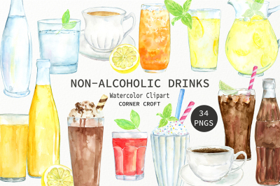 Watercolor Non Alcoholic Drinks