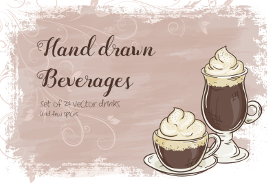 Set of vector hand drawn drinks