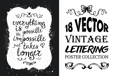 18 Vintage Lettering Poster Set