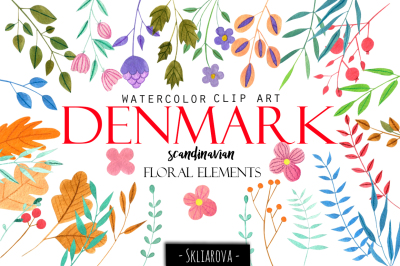 "Denmark". Scandinavian floral elements.