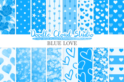 Blue Romantic digital paper,Valentine's day patterns