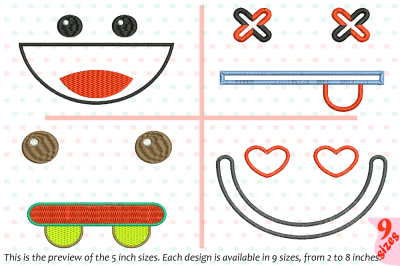 Cute Emoji Embroidery Design emoticons smile Kawaii Expression 185b