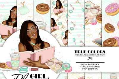 African American Planner Girl Afro American Fashion Illustration