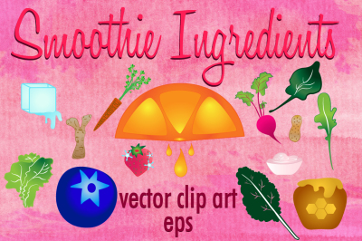 Smoothie Ingredients Vector Clip Art EPS