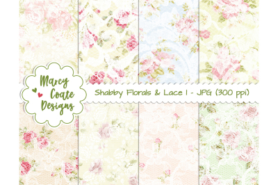Shabby Florals and Lace digital papers