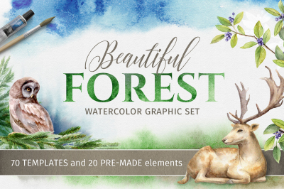Beautiful Forest Watercolor Clip art
