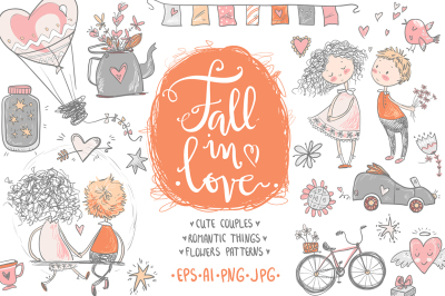 Fall in love, ROMANTIC graphic KIT