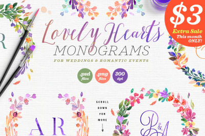 Lovely Hearts Monograms I
