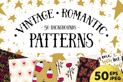 50 Vintage Romantic Seamless Pattern