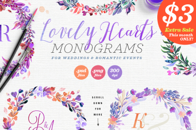 Lovely Hearts Monograms II
