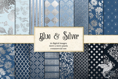 Blue and Silver Digital Paper