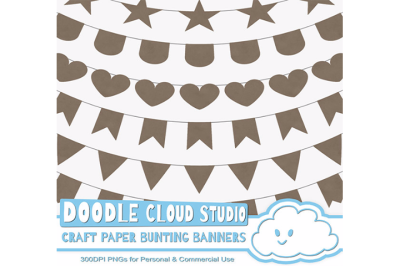 Kraft Paper Bunting Banners Cliparts , wrapping paper texture flags