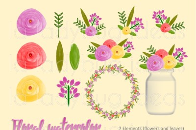 Floral watercolor clip art